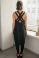 Vintage 80's Black Midi Textured Dress