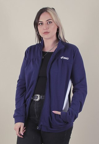 VINTAGE 90'S ASICS SPORTS TRACK JACKET BLUE /A10040