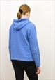 VINTAGE L L BEAN HOODIE FLEECE SWEATSHIRT JUMPER BLUE ZIP UP