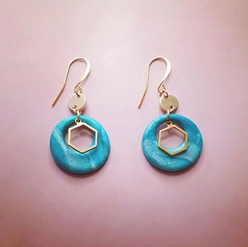 Teal Clay Earrings