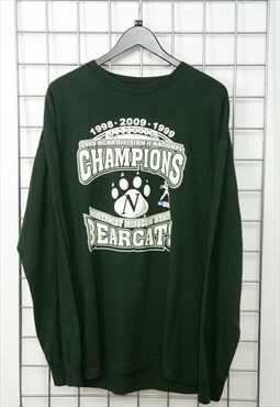Vintage 90s USA Football T-shirt Long Sleeve Green Size XL