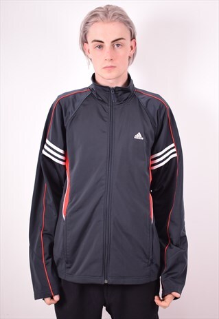 ADIDAS MENS VINTAGE TRACKSUIT TOP JACKET MEDIUM GREY 90S