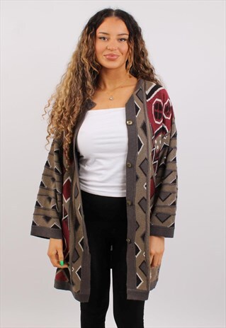 VINTAGE WOMENS COOGI STYLE MULTICOLOUR CARDIGAN