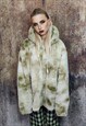 TIE-DYE FLEECE JACKET DETACHABLE FAUX FUR FEST BOMBER CREAM