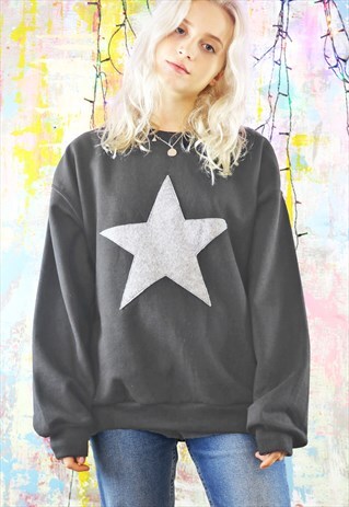 SWEATSHIRT IN CHARCOAL GREY WITH BIG GREY STAR