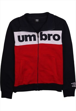 Vintage 90's Umbro Sweatshirt Spellout Full Zip Up Navy Blue