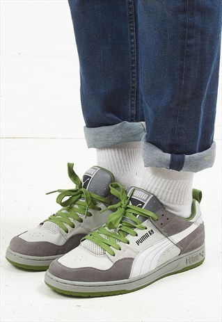 VINTAGE GREY GREEN PUMA TRAINERS