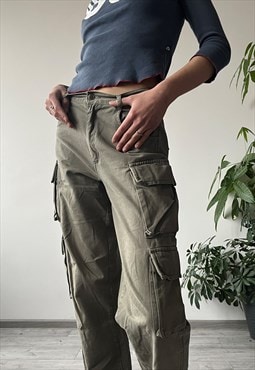 Vintage Y2K 00's Khaki Loose Fit High Waisted Military Pants