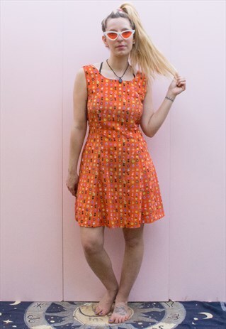 VINTAGE 90'S FLORAL DAISY BRIGHT MINI DRESS