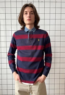 Vintage POLO RALPH LAUREN Rugby Shirt Pullover Striped 