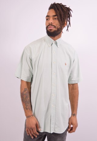 RALPH LAUREN MENS VINTAGE SHIRT MEDIUM GREEN 90S
