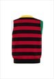 KNITTED CRICKET JUMPER VEST IN RED