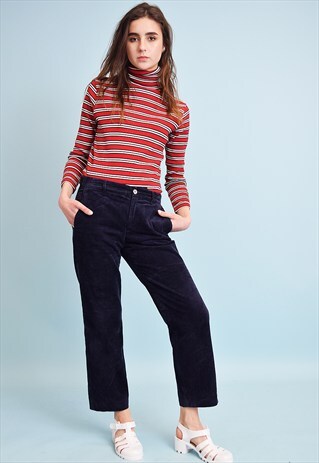 90'S RETRO MARIMEKKO HIGHWAISTED CORDUROY STRAIGHT TROUSERS