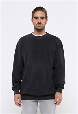 Black Wash Effect Pullover Sweater