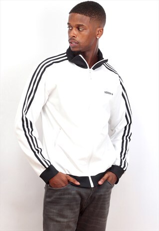 1990'S VINTAGE WHITE/BLACK ADIDAS TRACK JACKET