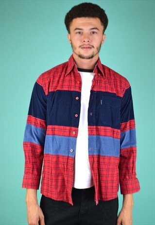 VINTAGE 90'S CORDUROY AND CHECKED SHIRT