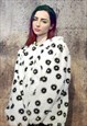 DAISY FLEECE HOODIE THIN FLUFFY FLORAL BRIGHT JACKET WHITE