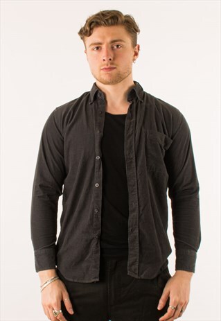 VINTAGE 90S BLACK CORDUROY SHIRT SMALL