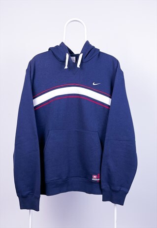 VINTAGE NIKE 90S HOODIE SPELL OUT BLUE LARGE