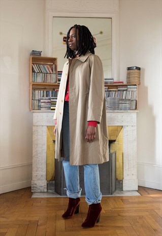 VINTAGE BURBERRY LONG CAR COAT TRENCH COAT (REF/890)