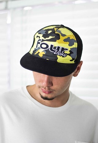 VINTAGE FOUR LOCO TRUCKER HAT CAP LOGO 90S X 2.9