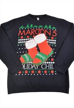 Vintage Christmas Sweatshirt Maroon 5 Holiday Chill Navy XXL