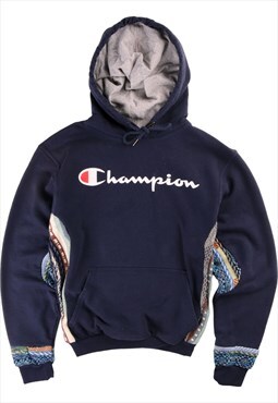 REWORK 90's Champion Hoodie COOGI Spellout Navy Blue Small