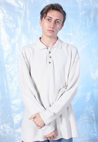 VINTAGE REEBOK CREAM LONG SLEEVE POLO SHIRT