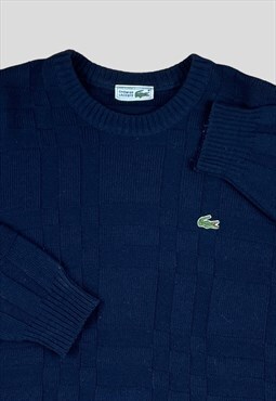 Lacoste Chemise Vintage 80s Blue knitted jumper embroidered