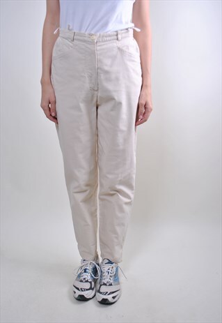 80S WOMAN MINIMALIST STRAIGHT BEIGE CHINOS PANTS