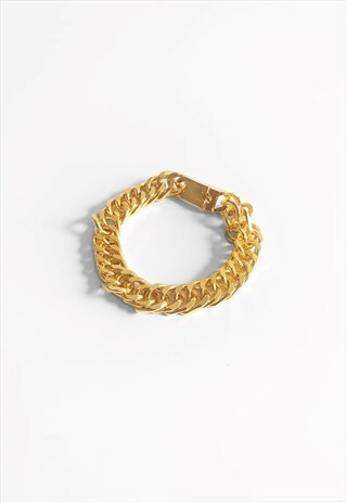 10MM MESH CURB STAINLESS STEEL BRACELET - GOLD