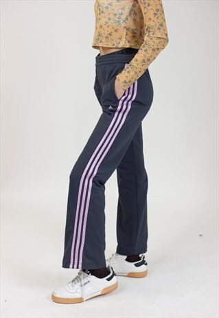 VINTAGE 90S ADIDAS GREY AND PURPLE TRACKSUIT BOTTOMS