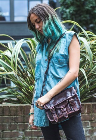 80'S STYLE SMALL COCO LEATHER MESSENGER SATCHEL