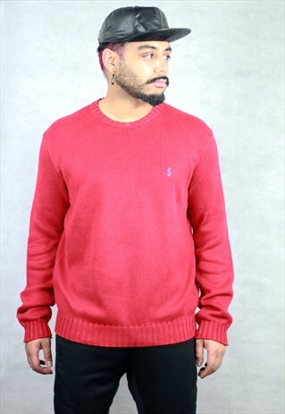 VINTAGE RALPH LAUREN RED KNIT JUMPER