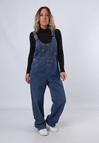 DENIM DUNGAREES WIDE STRAIGHT LEGS UK 12 (DK5B)