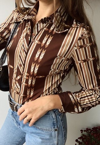 VINTAGE 60S PARISIAN MOD MINIMALIST CHIC TOP BLOUSE