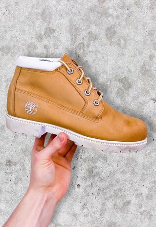 VINTAGE TIMBERLAND BEIGE LEATHER BOOTS WOMEN'S UK 5.5
