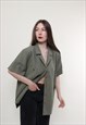 Vintage 90s minimalist blouse, oversized blouse green 