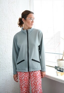 Vintage 80's Greyish/Blue Minimalist High Collar Jacket