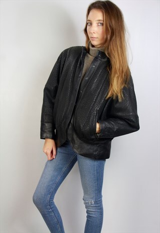 OVERSIZE LEATHER JACKET / BIKER JACKET VINTAGE
