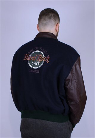 HARD ROCK CAFE VINTAGE BOMBER JACKET RARE BIG LOGO LONDON