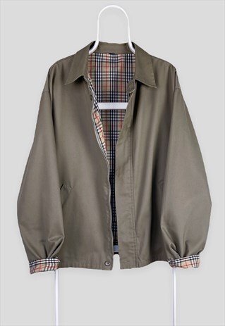 VINTAGE NOVA CHECK BEIGE HARRINGTON JACKET XL