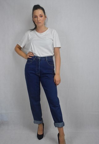 VINTAGE DENIM STRAIGHT BLUE TROUSERS