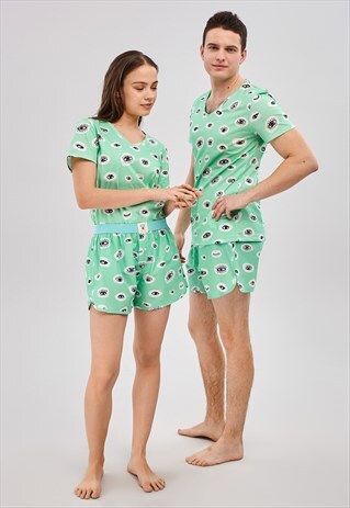 PYJAMA SHORTS AND T-SHIRT SET ORGANIC COTTON - THESE EYES