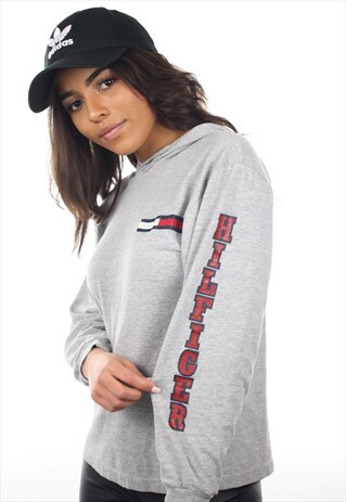 VINTAGE TOMMY HILFIGER LONG SLEEVE HOODED T SHIRT