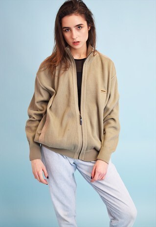 90'S RETRO NEUTRAL KNIT OVERSIZED CARDIGAN BOMBER JACKET