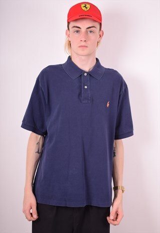 POLO RALPH LAUREN MENS VINTAGE POLO SHIRT XL BLUE 90S