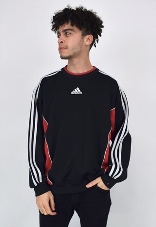 VINTAGE 90'S ADIDAS BLACK & RED SWEATSHIRT