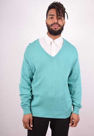 MENS VINTAGE JUMPER SWEATER XL GREEN 90S
