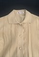 50'S VINTAGE PEONY BEIGE LADIES LONG SLEEVE BLOUSE